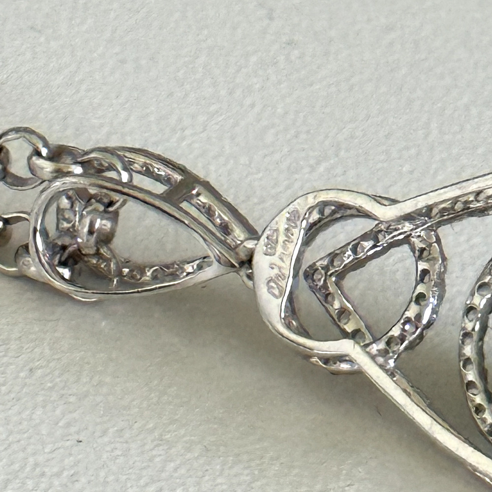 925 Sterling Silver Natural Emerald & White Sapphire Pendant Necklace $1,050 - Picture 8 of 10